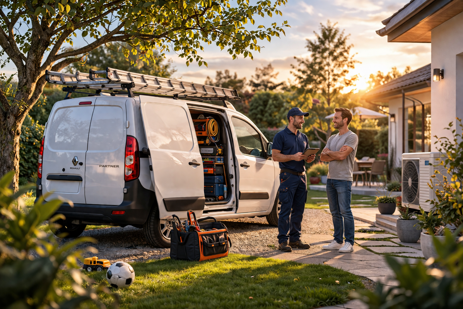 Technicien avec matériel d'intervention à domicile
